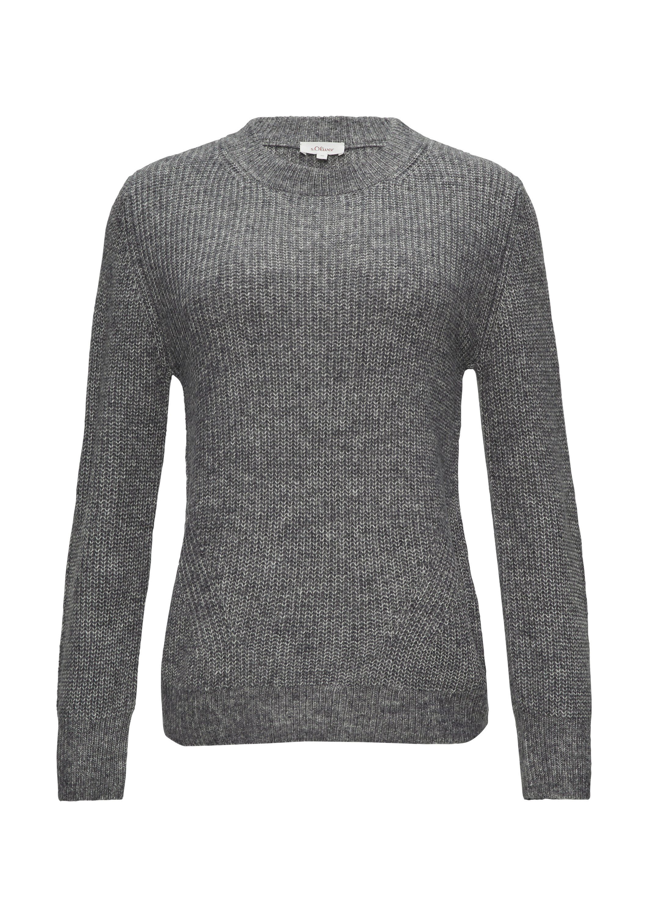 s.Oliver Longpullover Strickpullover Strickpullover mit Rippdetail und Crew günstig online kaufen