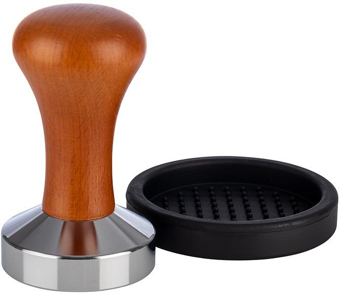 Buddy's Tamper Buddy´s Bar - Barista Edition, Premium, Kaffee Verdichter, rostfreier Edelstahl, Holzgriff