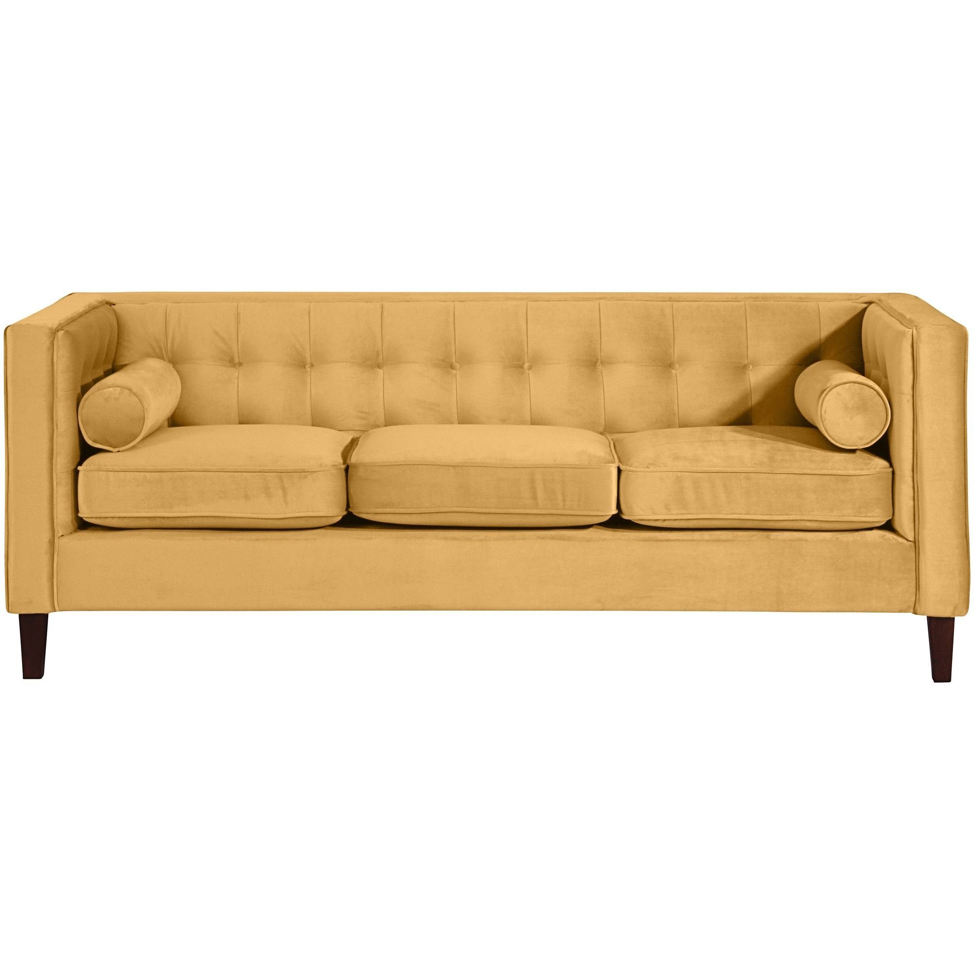 inkl. Teile, Sofa hochwertig Kostenlosem Karel Versand aufm 3-Sitzer nussba, 1 58 Sitz Samtvelours Sofa Buche Kessel Sparpreis verarbeitet,bequemer Bezug