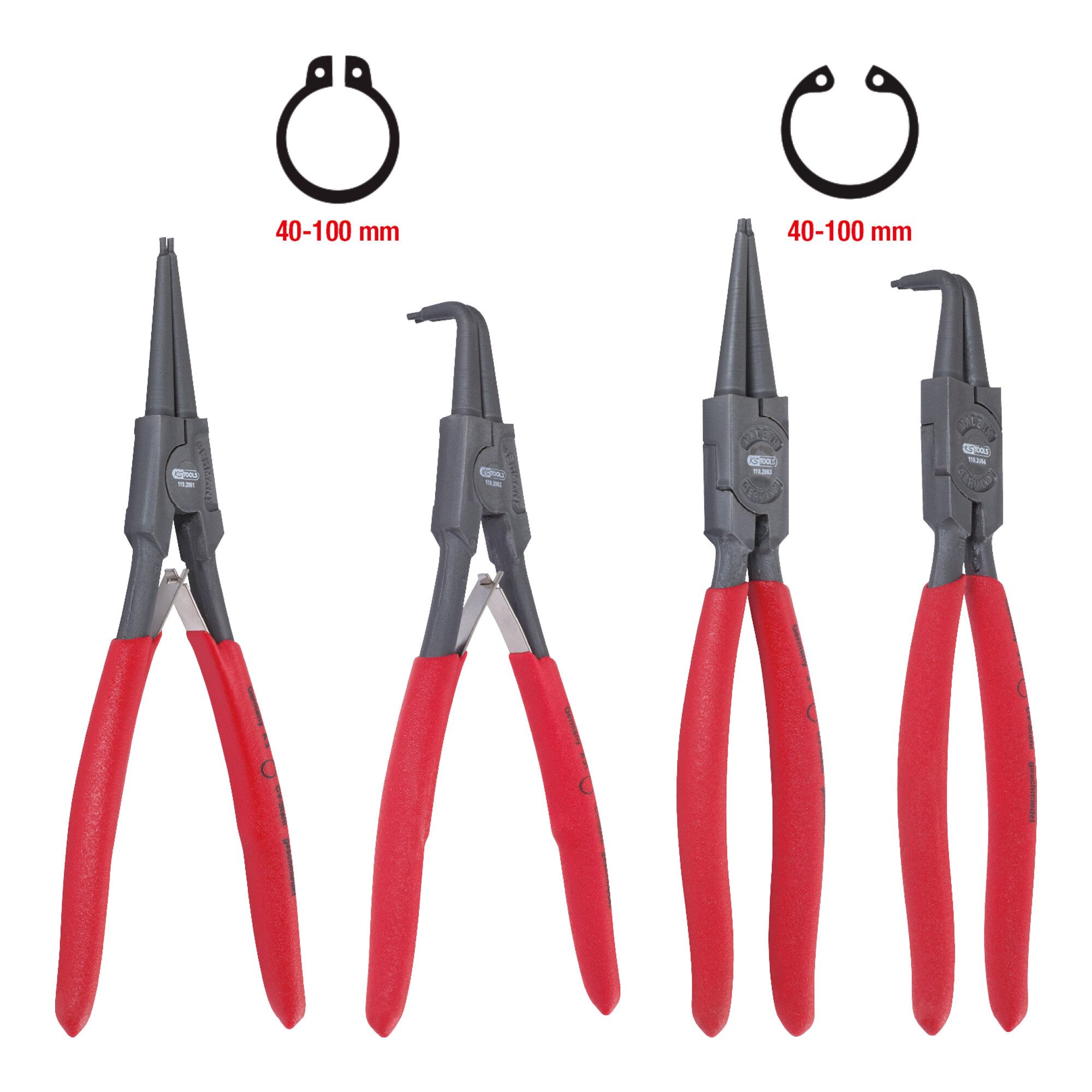KS Tools Zangenset KS Tools Sicherungszangen-Satz, 40-100 mm, 4-teilig