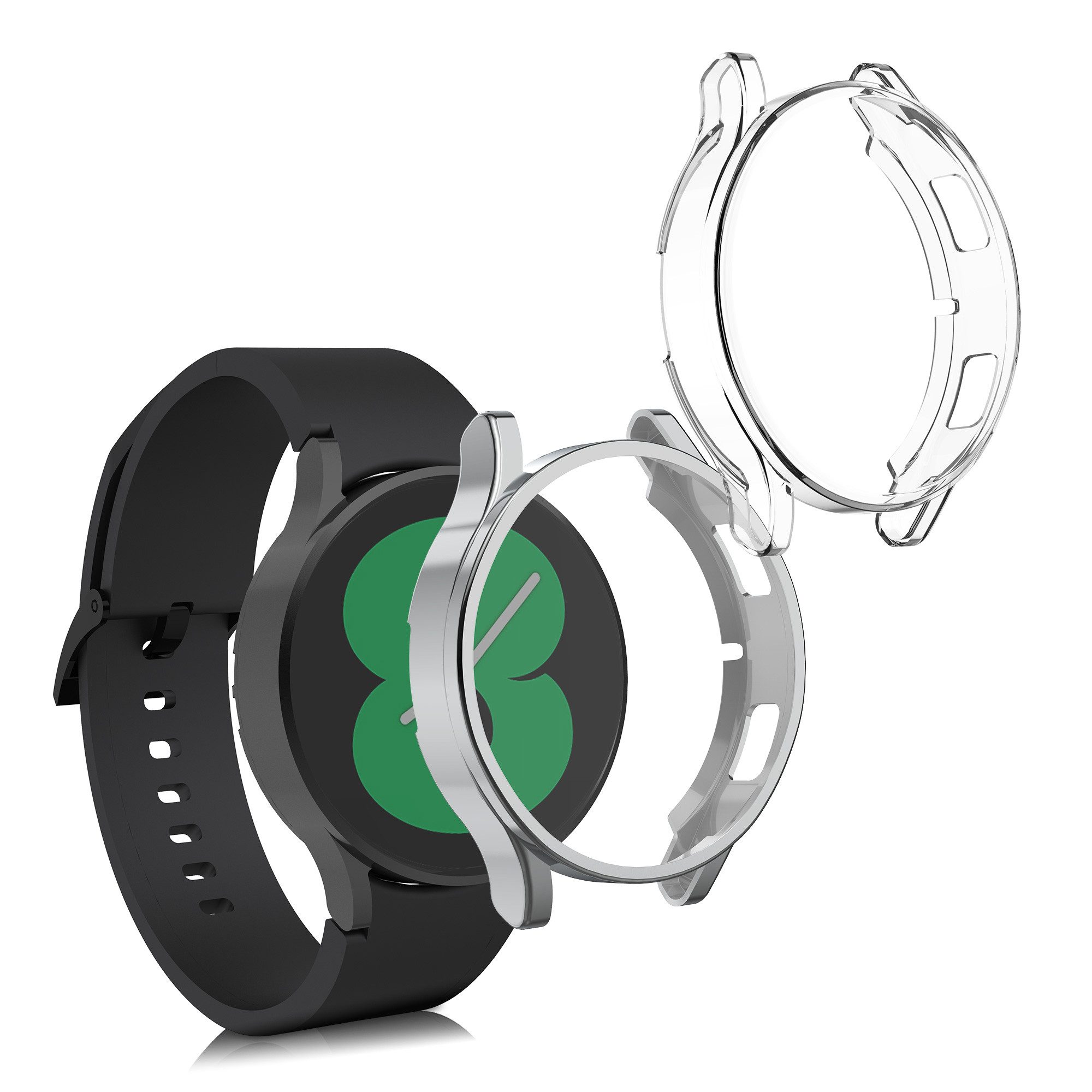 kwmobile Smartphone-Hülle 2x Silikon Hülle für Samsung Galaxy Watch 4 (40mm), Schutzhülle Fullbody Display Cover Set aus Silikon