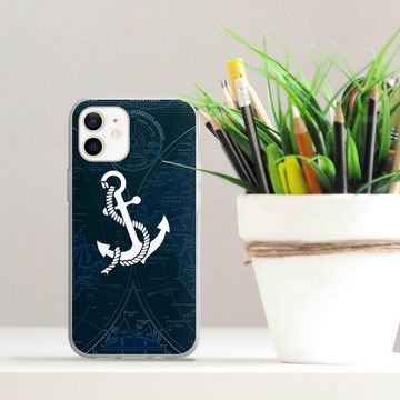 DeinDesign Handyhülle Anker Landkarte Segeln Sailors Style, Apple iPhone 12 Silikon Hülle Bumper Case Handy Schutzhülle