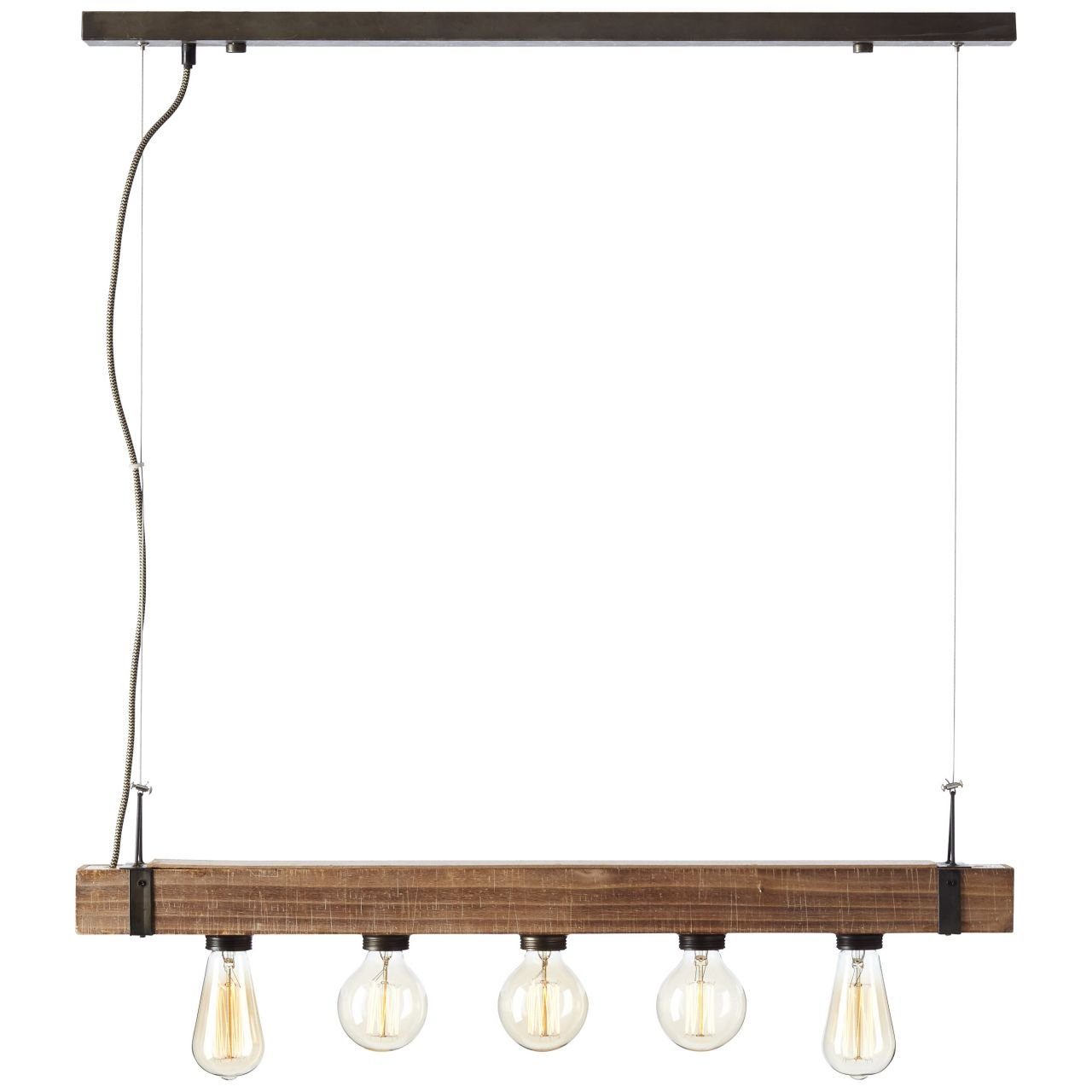 Brilliant Pendelleuchte Woodhill 5x A60, E27, antik/schwarz Woodhill, g. 30W, Lampe Pendelleuchte 5flg