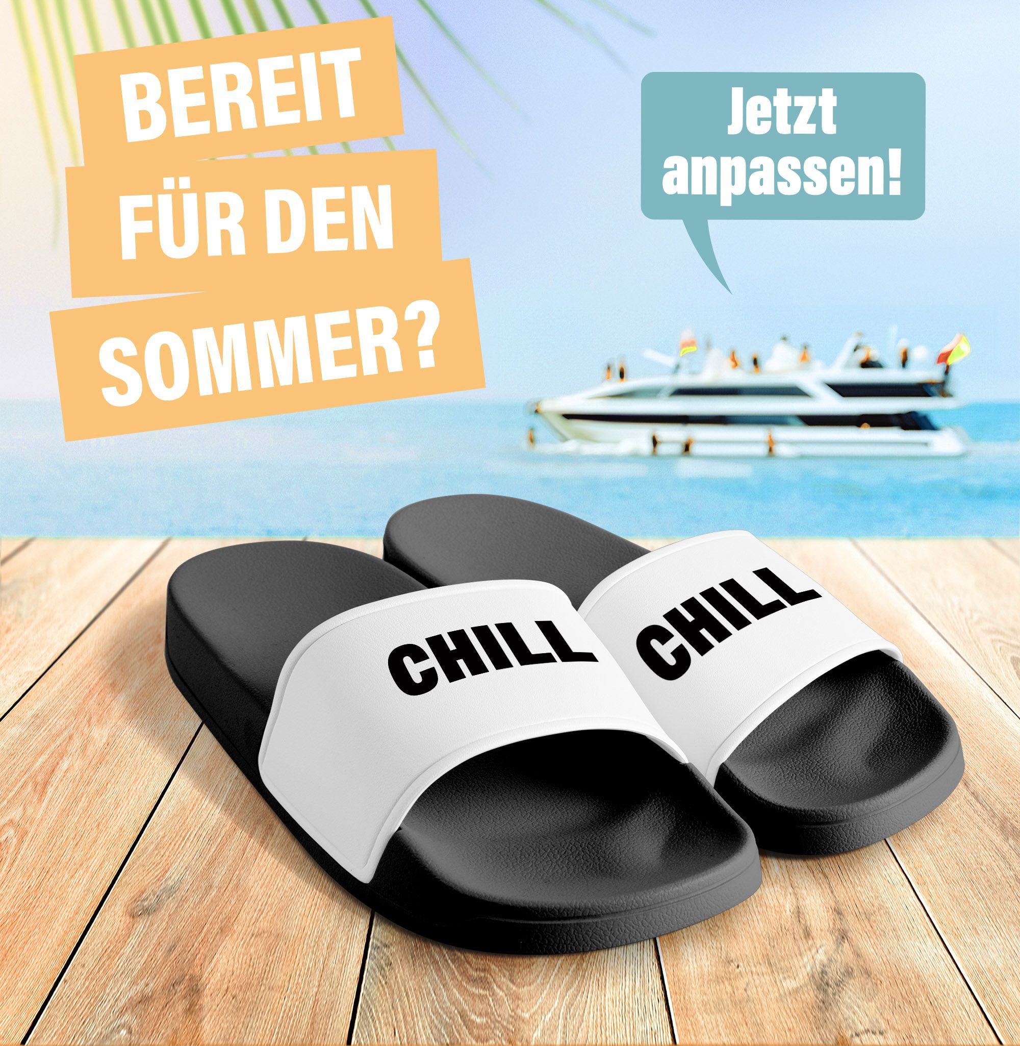 MoonWorks Badeschlappen mit Spruch Lustig Chill Mal Badelatschen Relax Unis günstig online kaufen