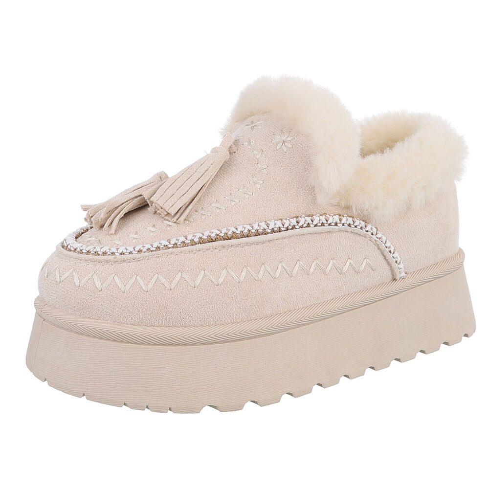 Ital-Design Damen Slipper mit Plateau und Quasten für Freizeitkomfort Snowb günstig online kaufen