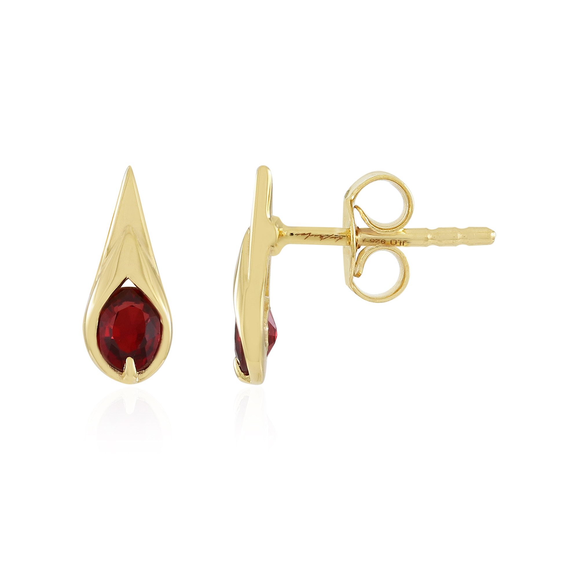 Cavill Ohrring-Set Ohrringe aus versilbertem Silber mit tansanischem Rubin (2-tlg)