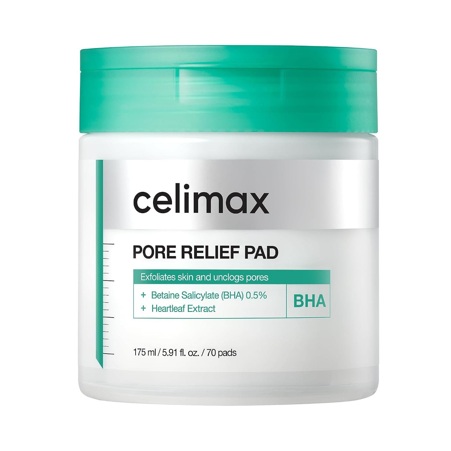 celimax Augenpads Toner Pads Peeling BHA Pore Relief 70 Pads, Für eine glatter und ebenmäßiger wirkende Haut, Entfernt abgestorbene Hautzellen und überschüssigen Talg