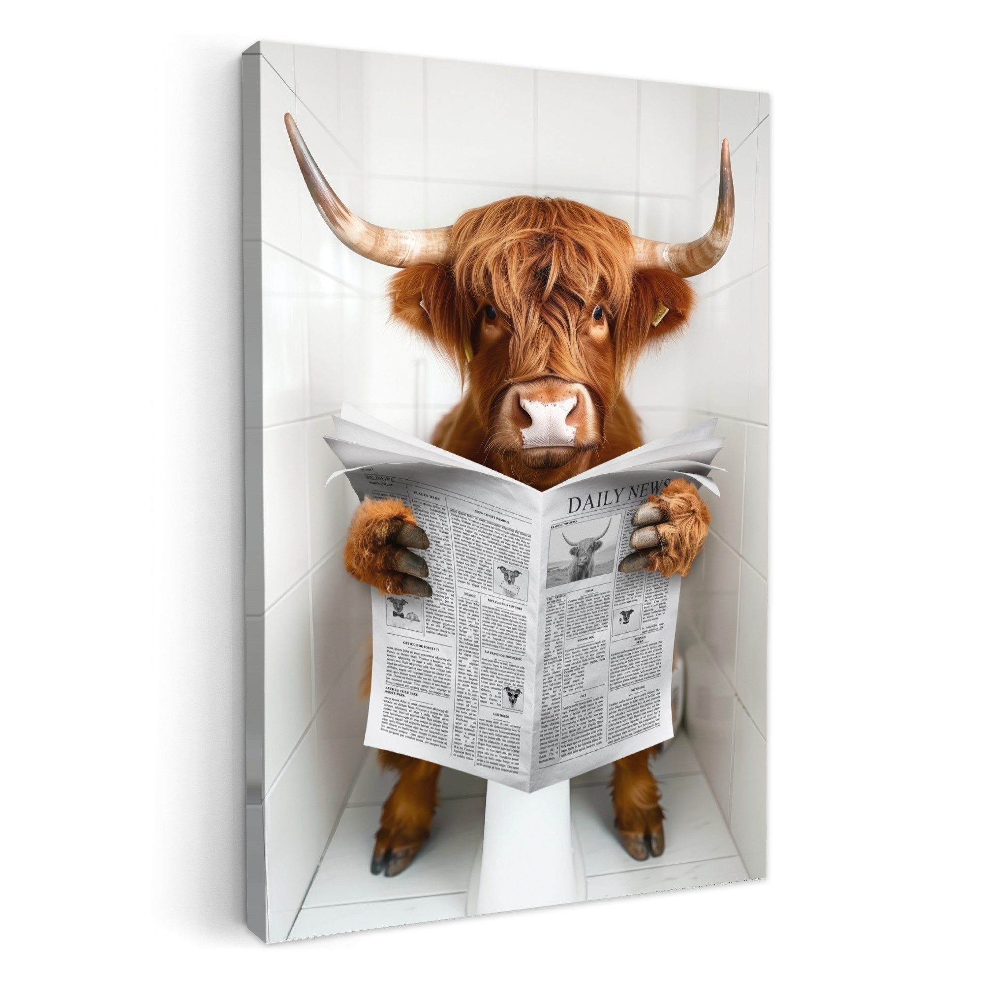 OneMillionCanvasses® Leinwandbild Hochlandbewohner - Tier - Zeitung - Toile günstig online kaufen