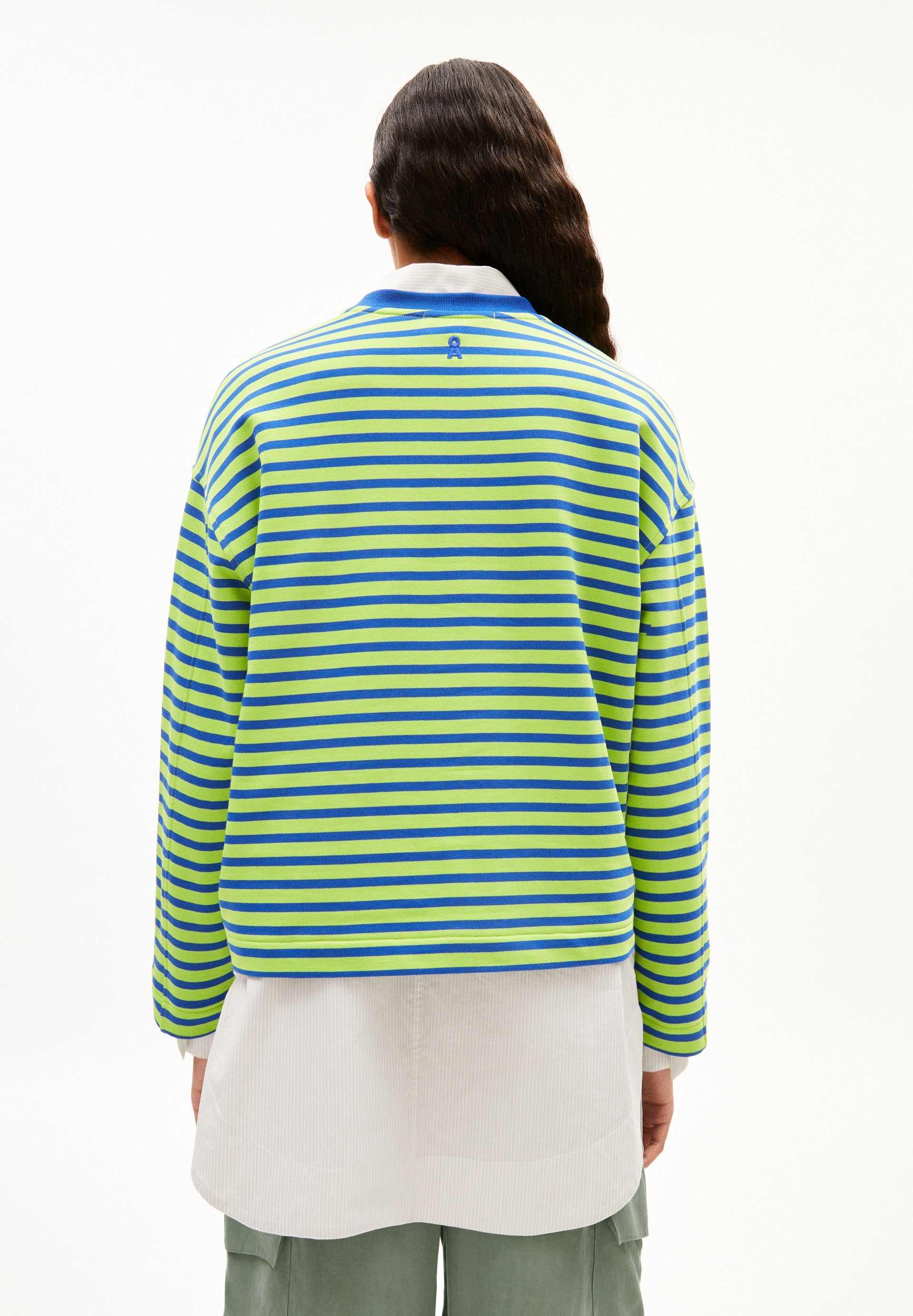 Armedangels super Sweatshirt FRANKAA STRIPE MAARLEN blue lime-dynamo (1-tlg) Damen