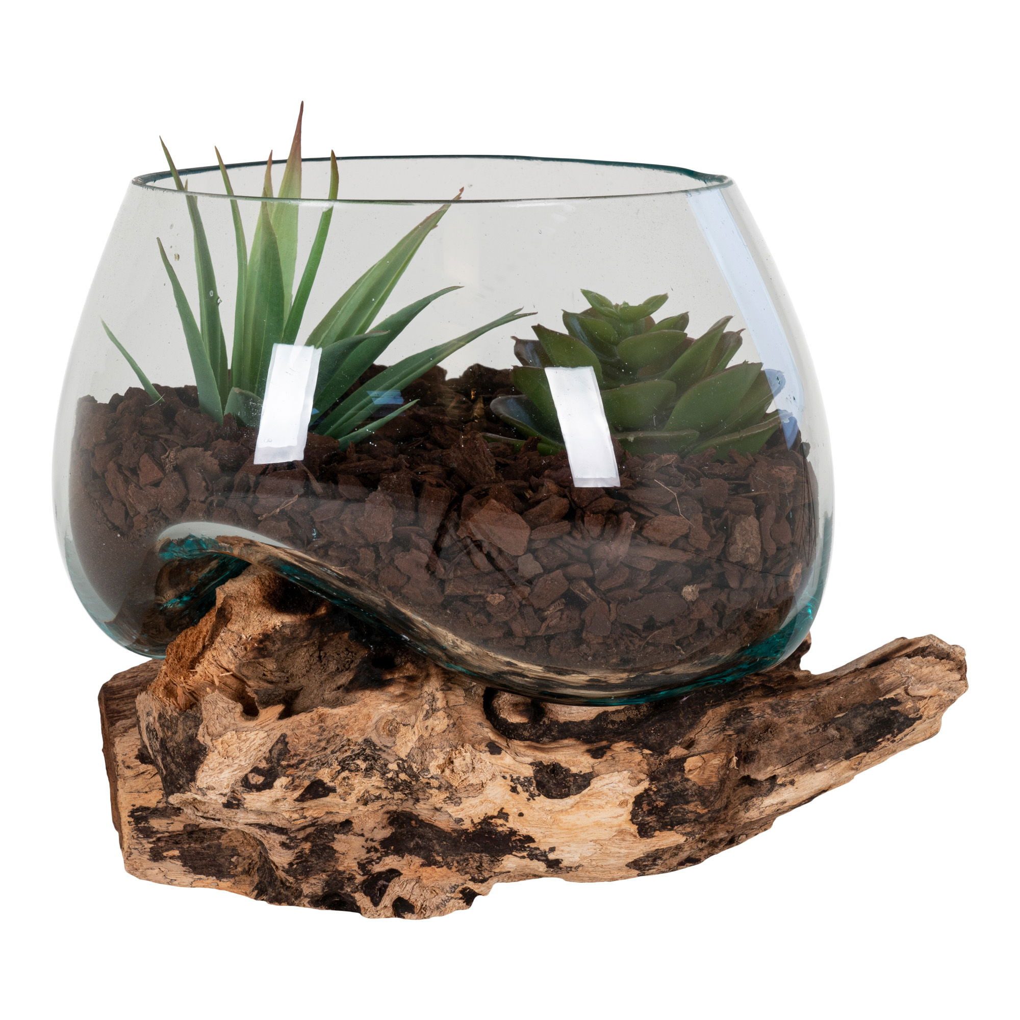 tinkaro Dekovase San Marino Waterdrop Dekoration H:15 cm Natur (1 St), Deko-Objekt aus Naturholz, Glas und Stahl für verschiedene Wohnräume