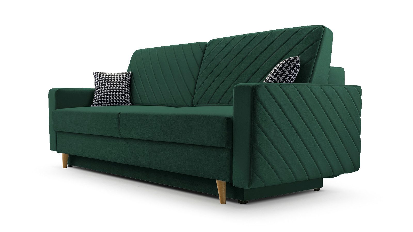 MOEBLO Schlafsofa CALIFORNIA, Sofa aus Samtstoff Couch für Wohnzimmer Sofagarnitur Polstersofa Wohnlandschaft Velours 230x96x97cm, mit Bettkasten und Schlaffunktion