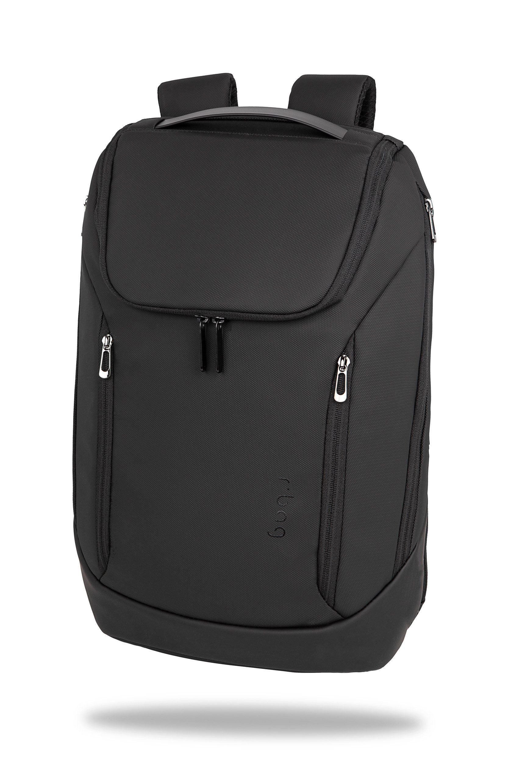 r-bag Schulranzen Rucksack MULS Schwarz (1 Stück), 2 Hauptfächer, USB-Port, wasserabweisend