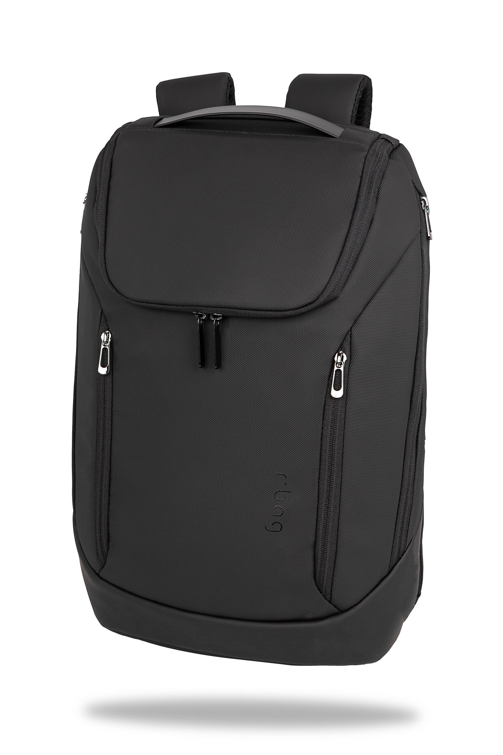 r-bag Schulranzen Rucksack BAREL Schwarz (1 Stück), 2 Hauptfächer, USB-Port, wasserabweisend