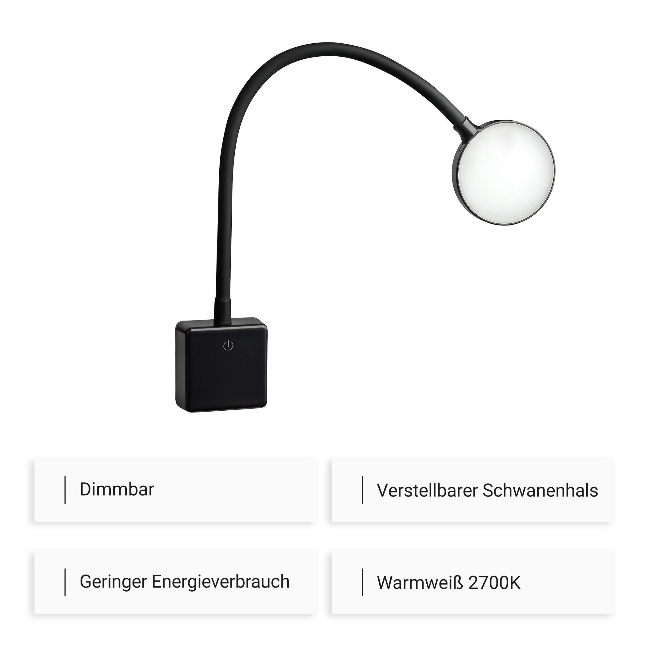 SEBSON LED Steckdosenleuchte LED Steckdosenlampe dimmbar und flexibel - 4W 290lm neutralweiß, LED fest integriert, neutralweiß