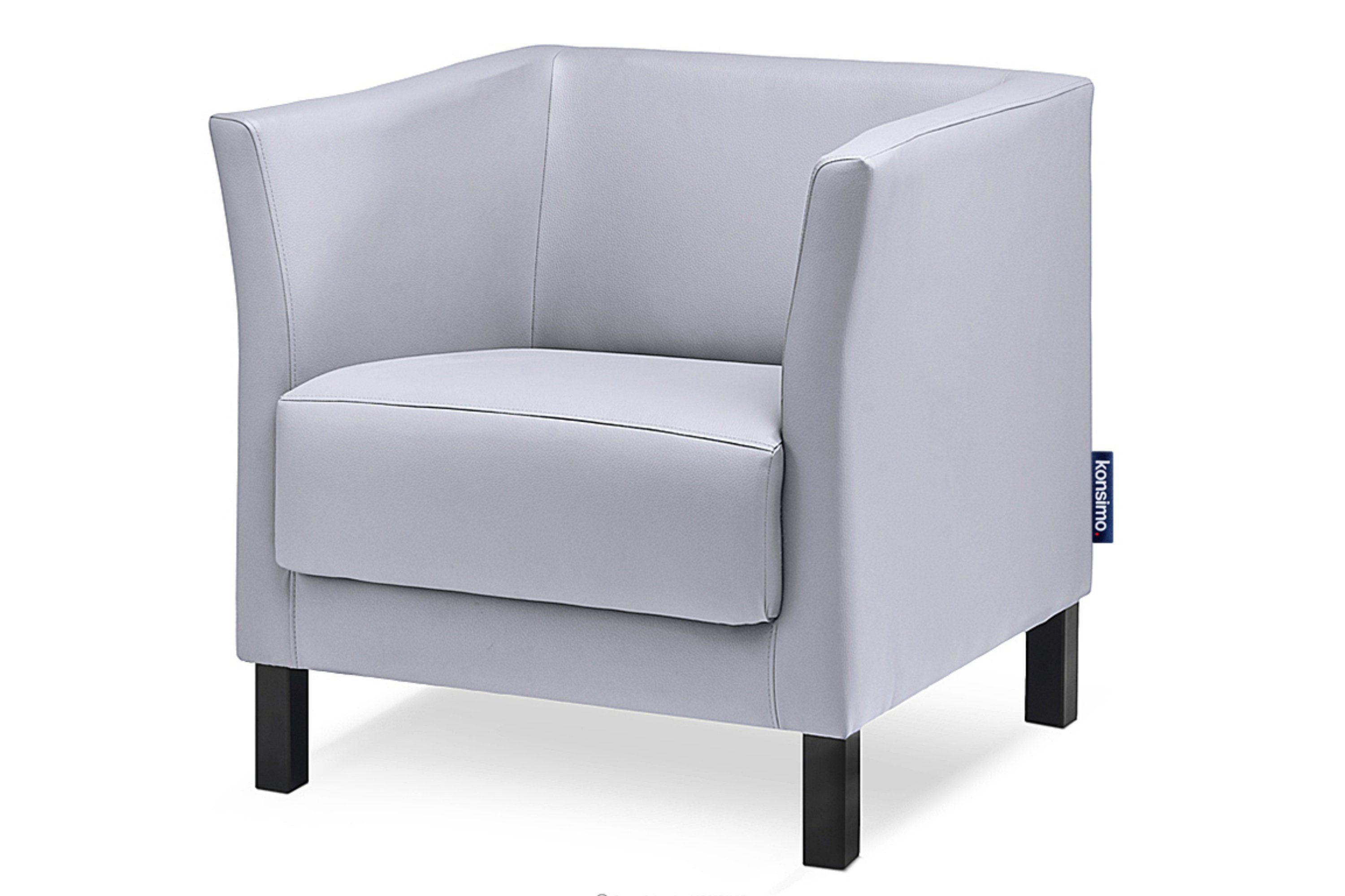 Konsimo Sessel ESPECTO Sessel, hohe Massivholzbeine, weiche Sitzfläche und hohe Rückenlehne, Kunstleder grau | grau | grau
