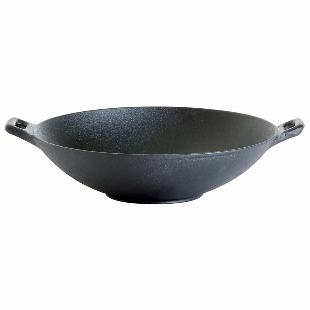 Paella World International Wok aus Gusseisen mit integrierten Griffen, Größe wählbar, Gusseisen