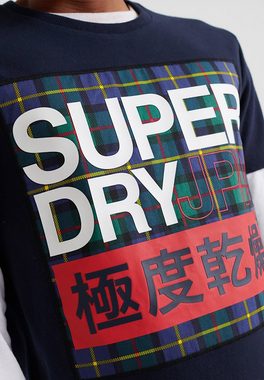 Superdry T-Shirt Superdry T-Shirt Herren CRAFTED CHECK TEE Darkest Navy