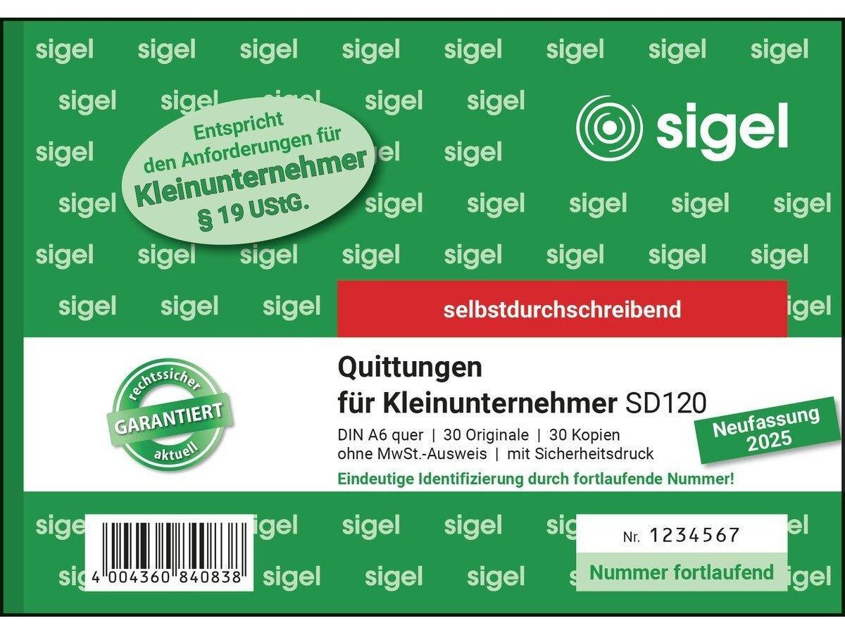 Sigel Notizblock Quittungsblock selbstdurchschreibend A6 quer 30 Blatt