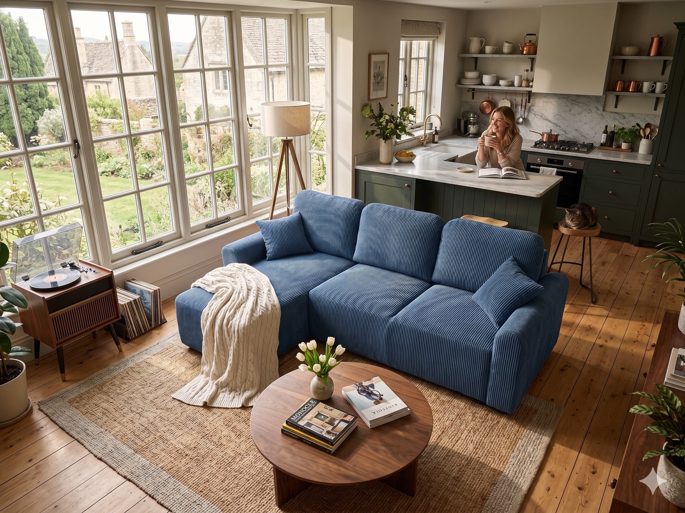 Labett Ecksofa Ecksofa HENRY mit Schlaffunktion, Bettkasten, Cordbezug, Made in Europa, Universelles Ecksofa