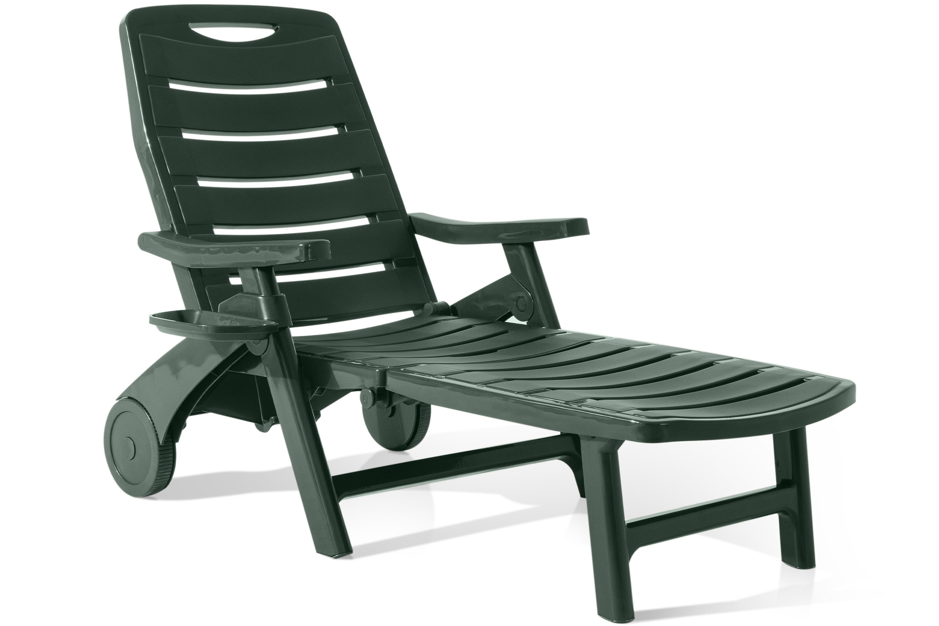 KONSIMO® Gartenliege TIDIA Liegestuhl, verstellbare Rückenlehne, italienische Qualität, 1 St., zusammenklappbar, mit Getränkehalter, aus recycelten Materialien