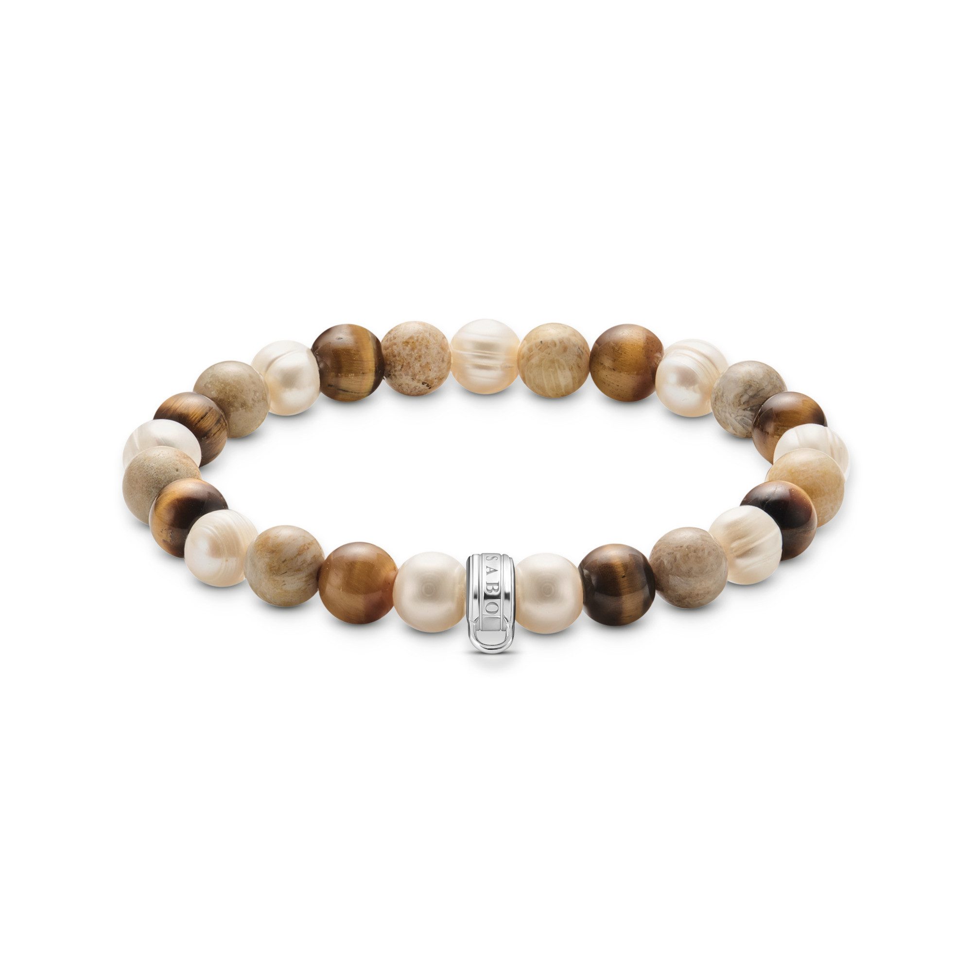 Thomas Sabo Armband Charm Club: Bead-Armband, mit Türkis-Imitat, oder Jaspis und Tigerauge - mit Süßwasserzuchtperle