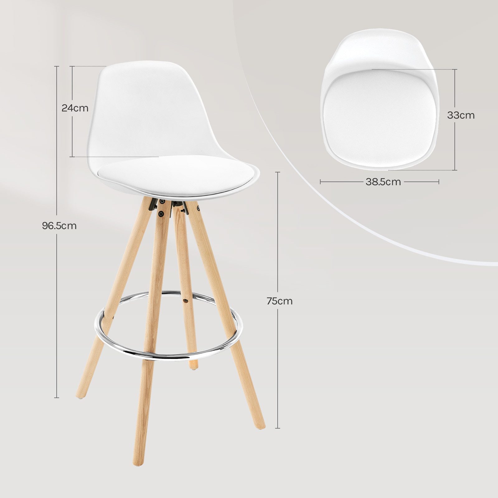 Woltu Barhocker (2 St), Design Stuhl, optimal Komfort, aus Kunstleder