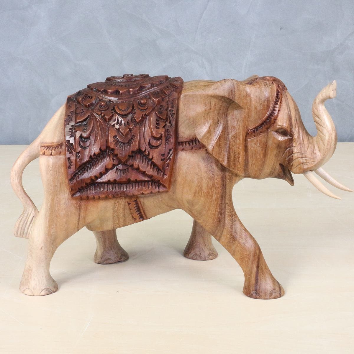 Elefant Herstellung Galerie im Oriental Skulptur traditionelle Handarbeit Dekofigur Schnitzerei mit St), aufwendiger (1 Ursprungsland in