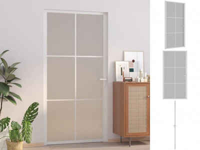 vidaXL Zimmertür Innentür 102,5x201,5 cm Weiß Mattglas und Aluminium Zimmertür Glastür
