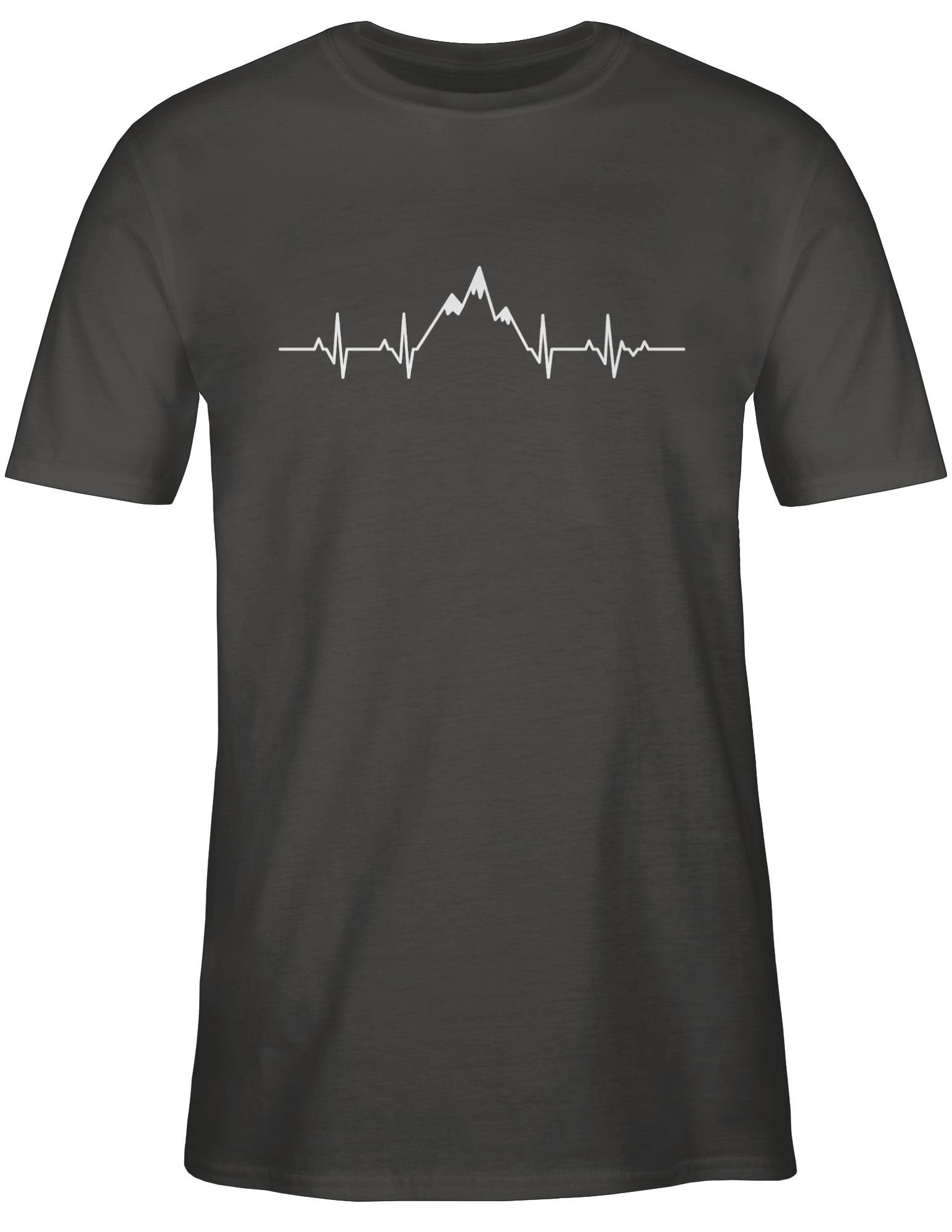 und T-Shirt Herzschlag Shirtracer Dunkelgrau Symbol 03 Outfit Zeichen Berge