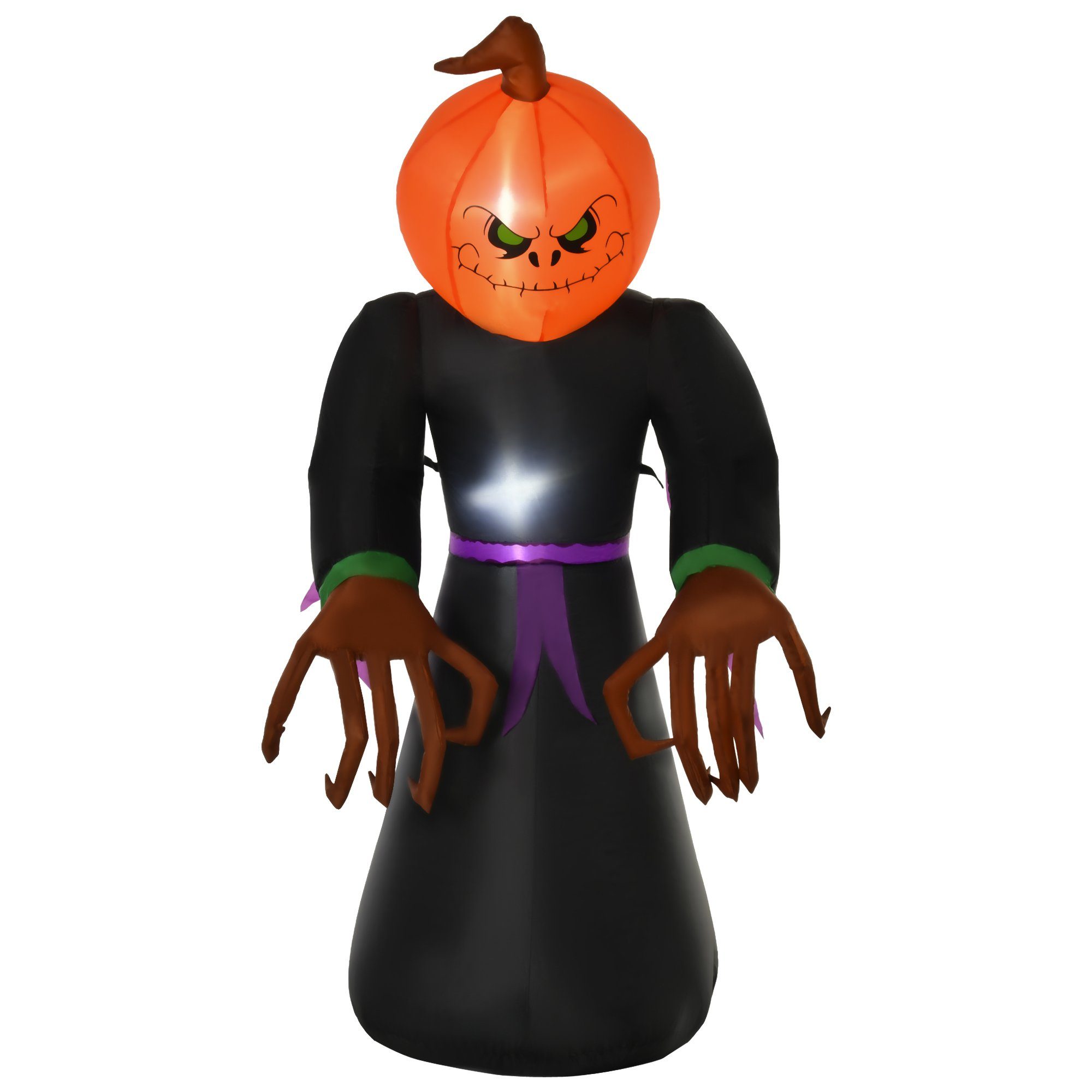 HOMCOM LED-Dekofigur Halloween-Kürbis-Schreck mit 6 LED-Lichtern