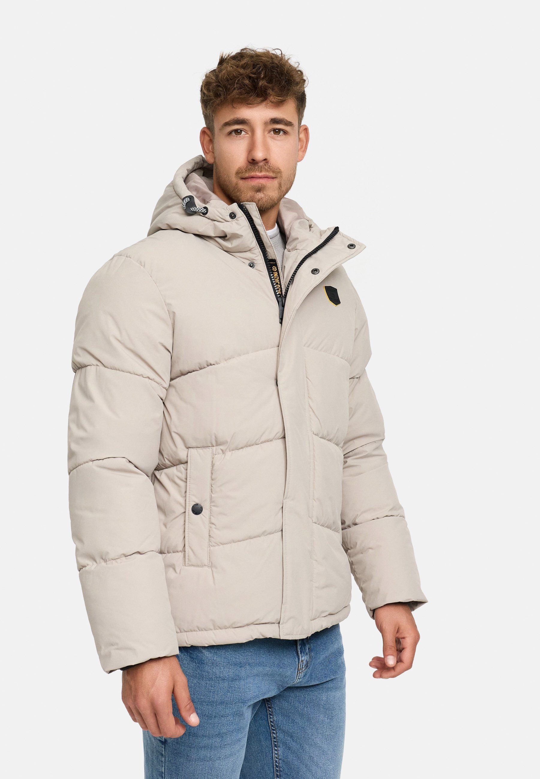Indicode Winterjacke Herren INLaurits Jacket Herrenjacke Daunen-Optik mit Kapuze und sportiver Steppoptik