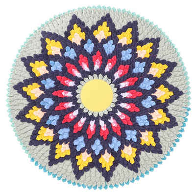 Teppich Runde upcycling Mandala Badmatte, Bodenmatte,.., Guru-Shop, Höhe: 1 mm