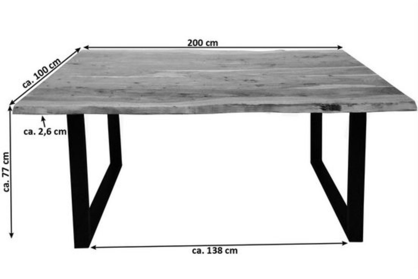 SAM® Baumkantentisch Quarto, Akazienholz, Baumkante, Metallgestell günstig online kaufen