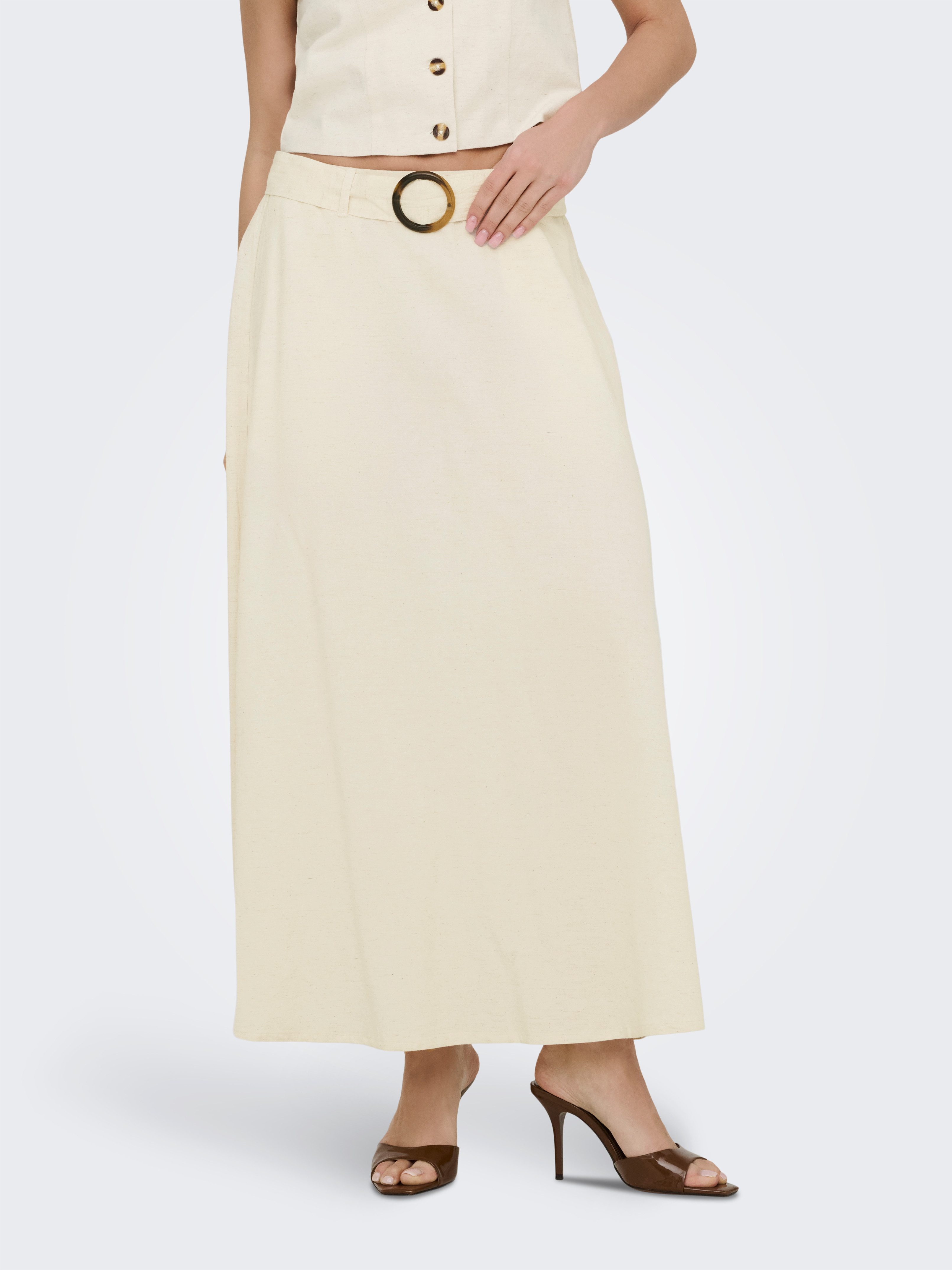 Maxirock JDYMILAN LINEN HW BELTED SKIRT WVN DIA
