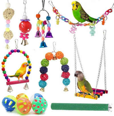 CALIYO Vogelspielplatz 12 Packungen Vogelspielzeug für Papageien, Kauspielzeug, bunte Glocke, geeignet für kleine Sittiche, Sittiche, Liebesvögel
