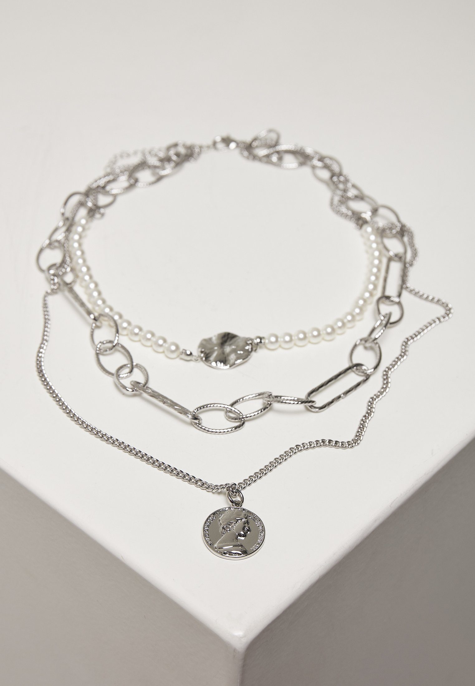 URBAN CLASSICS Edelstahlkette Accessoires Ocean Layering Necklace silver