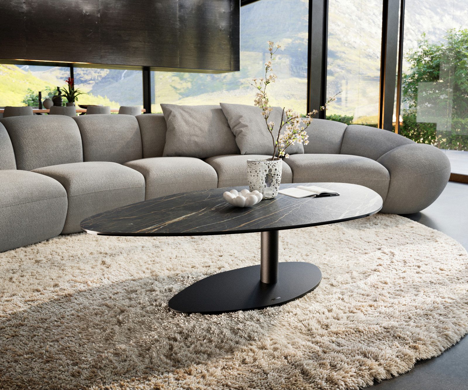 DELIFE Couchtisch Edge, Organisch 140x76 cm, Braun | Schwarz, Gr. Gerade Kante Organisch