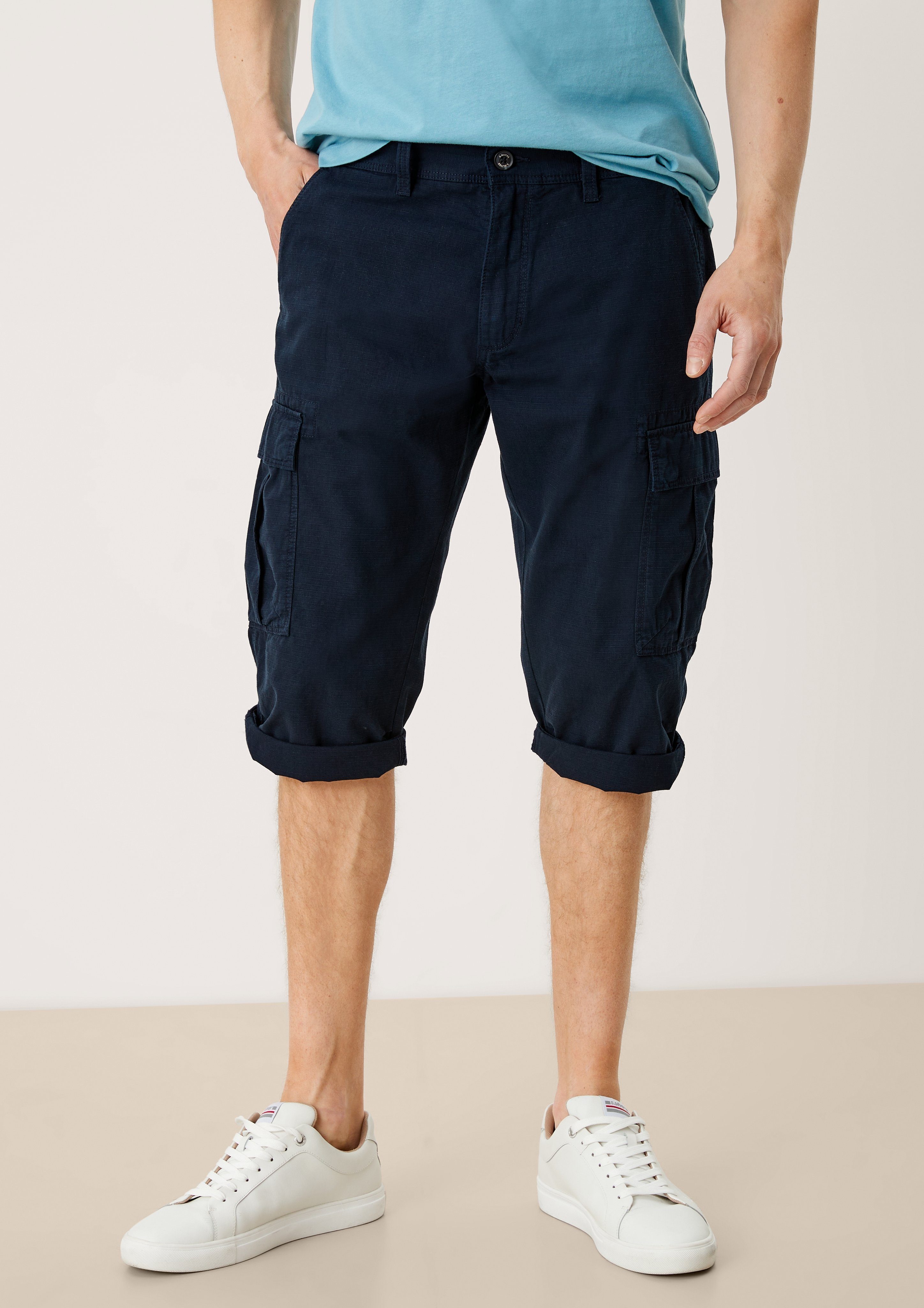 s.Oliver Shorts Loose: Bermudashorts mit Cargotaschen (1-tlg) Garment Dye blue nights