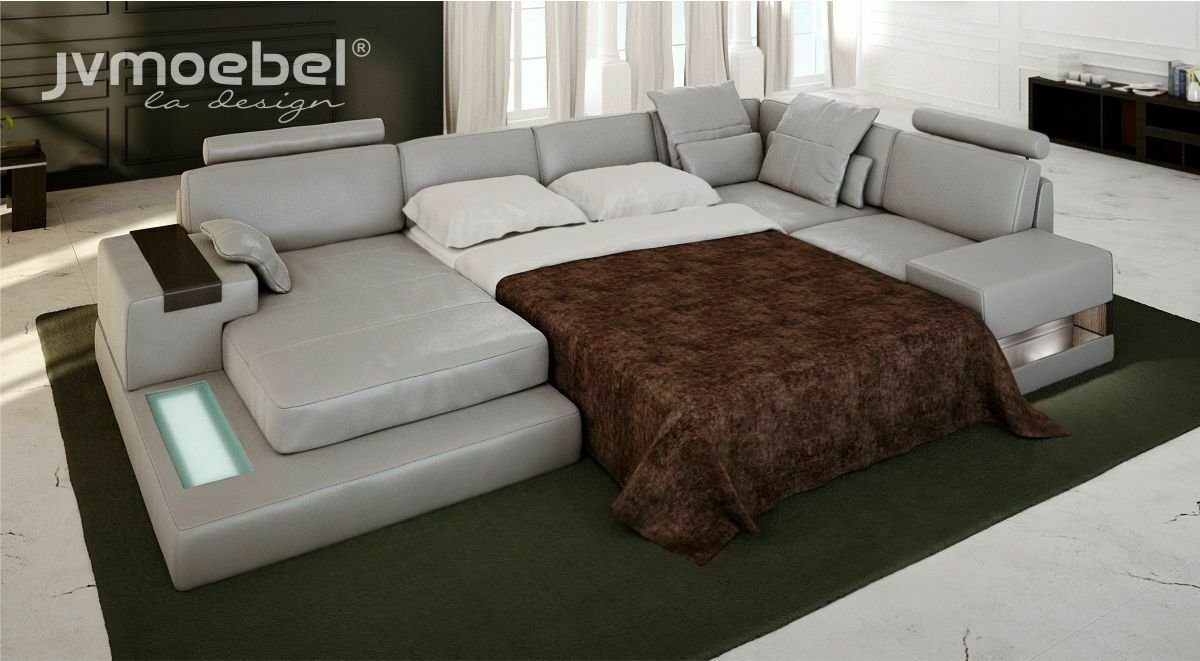 JVmoebel Ecksofa, Moderne Eckcouch Lederpolster Couch Sofa U Form Wohnzimmer Design