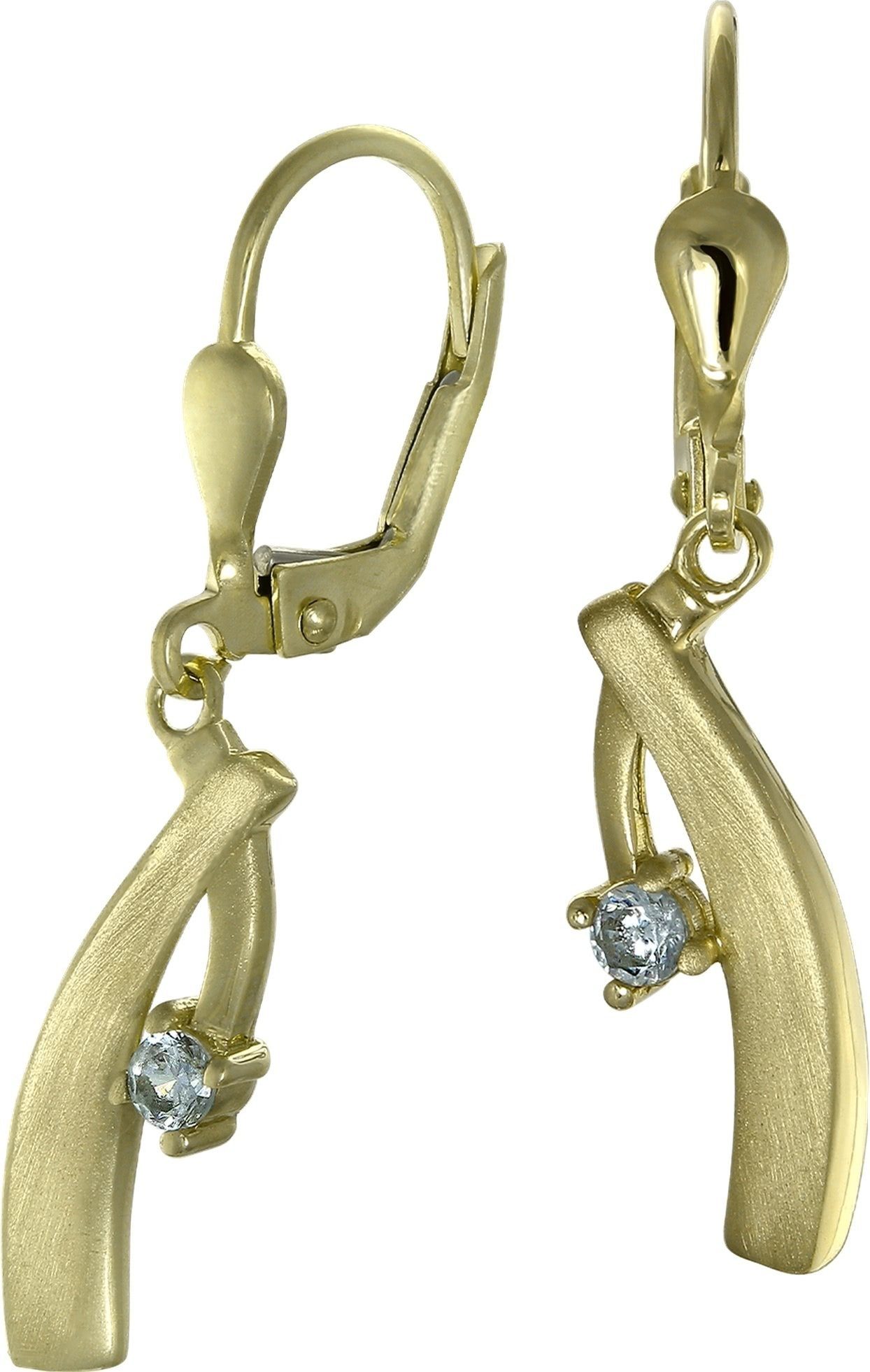 GoldDream Paar Ohrhänger GoldDream Ohrhänger Elegance Zirkonia (Ohrhänger), Damen Ohrhänger Elegance aus 333 Gelbgold - 8 Karat, Farbe: gold, weiß