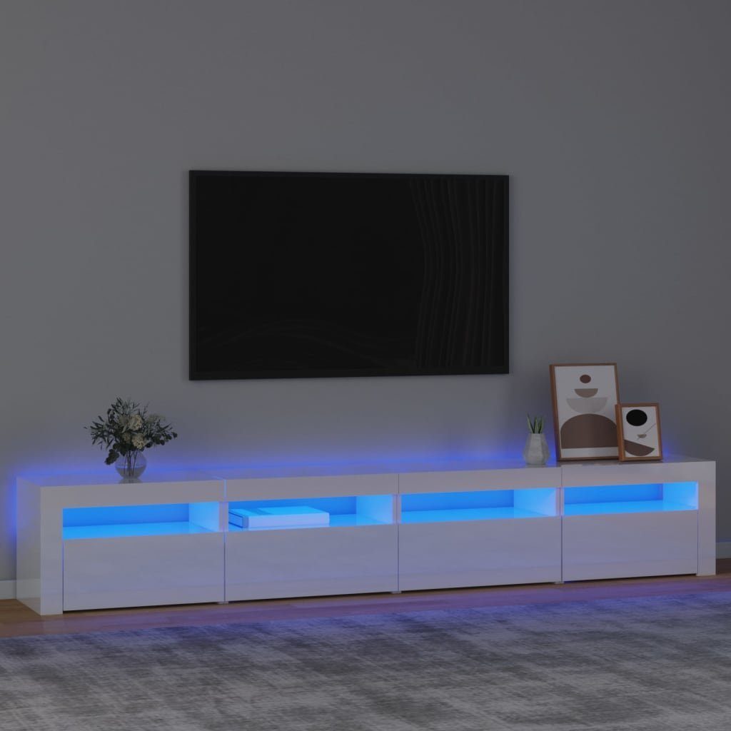 vidaXL TV-Schrank TV-Schrank mit LED-Leuchten Hochglanz-Weiß 240x35x40 cm (1-St)