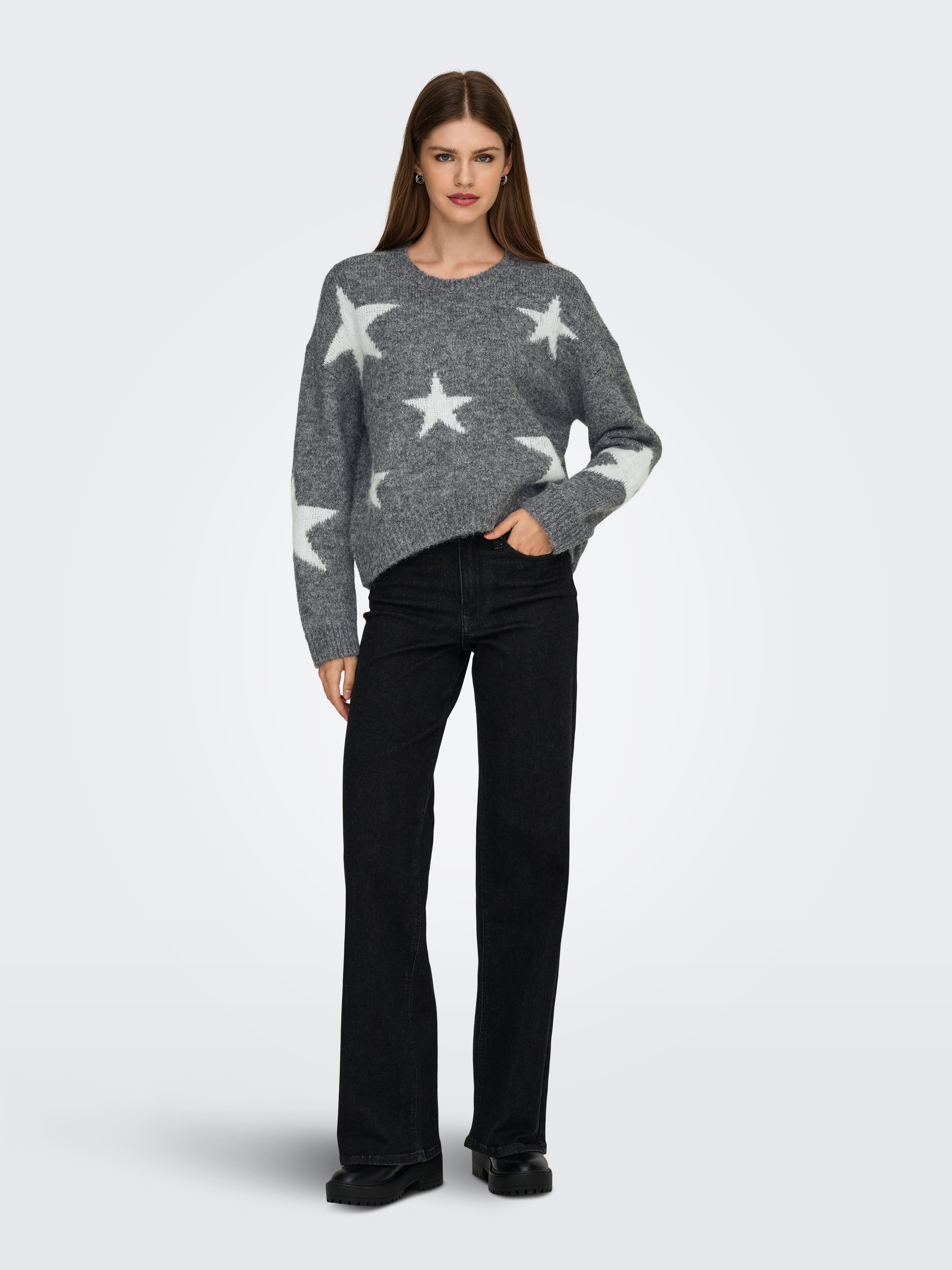 ONLY Strickpullover ONLAZU LS STAR O-NECK KNT
