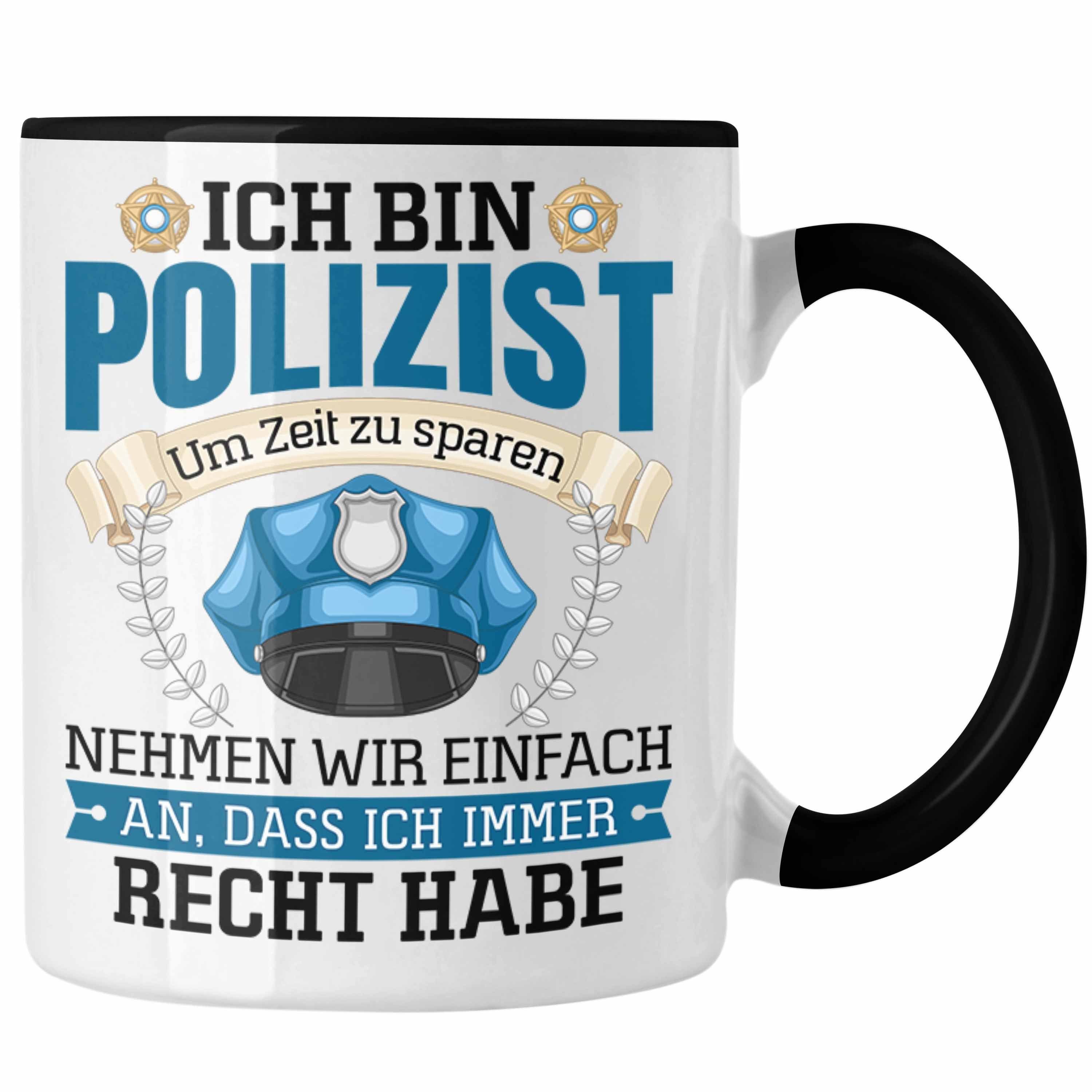 Trendation Tasse Polizist Tasse Geschenk Lustiger Spruch Männer Bester Polizei Schwarz