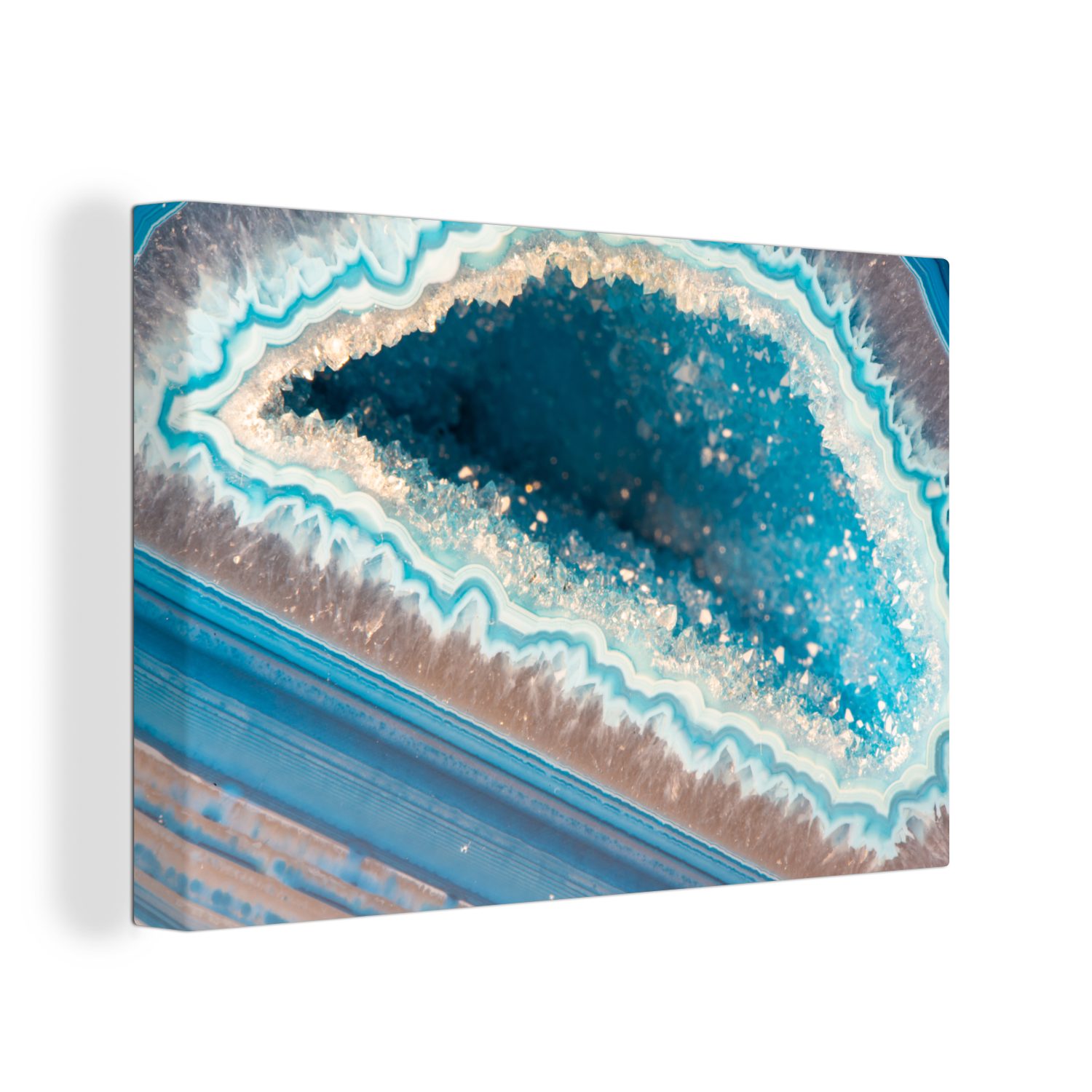OneMillionCanvasses® Leinwandbild Nahaufnahme eines weißen St), und Leinwandbilder, cm Achats, Aufhängefertig, Wanddeko, 30x20 Wandbild (1 blauen