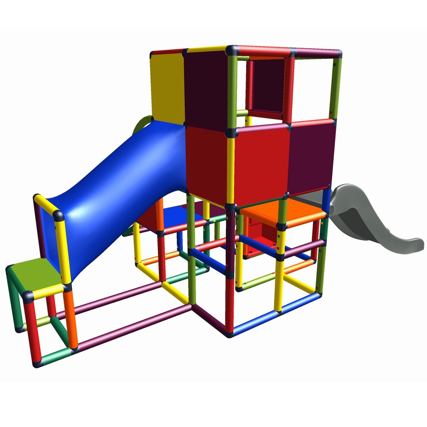 move and stic Josefine großer Kletterturm mit 2 Rutschen und Treppe Konstruktions-Spielset, In- und Outdoor