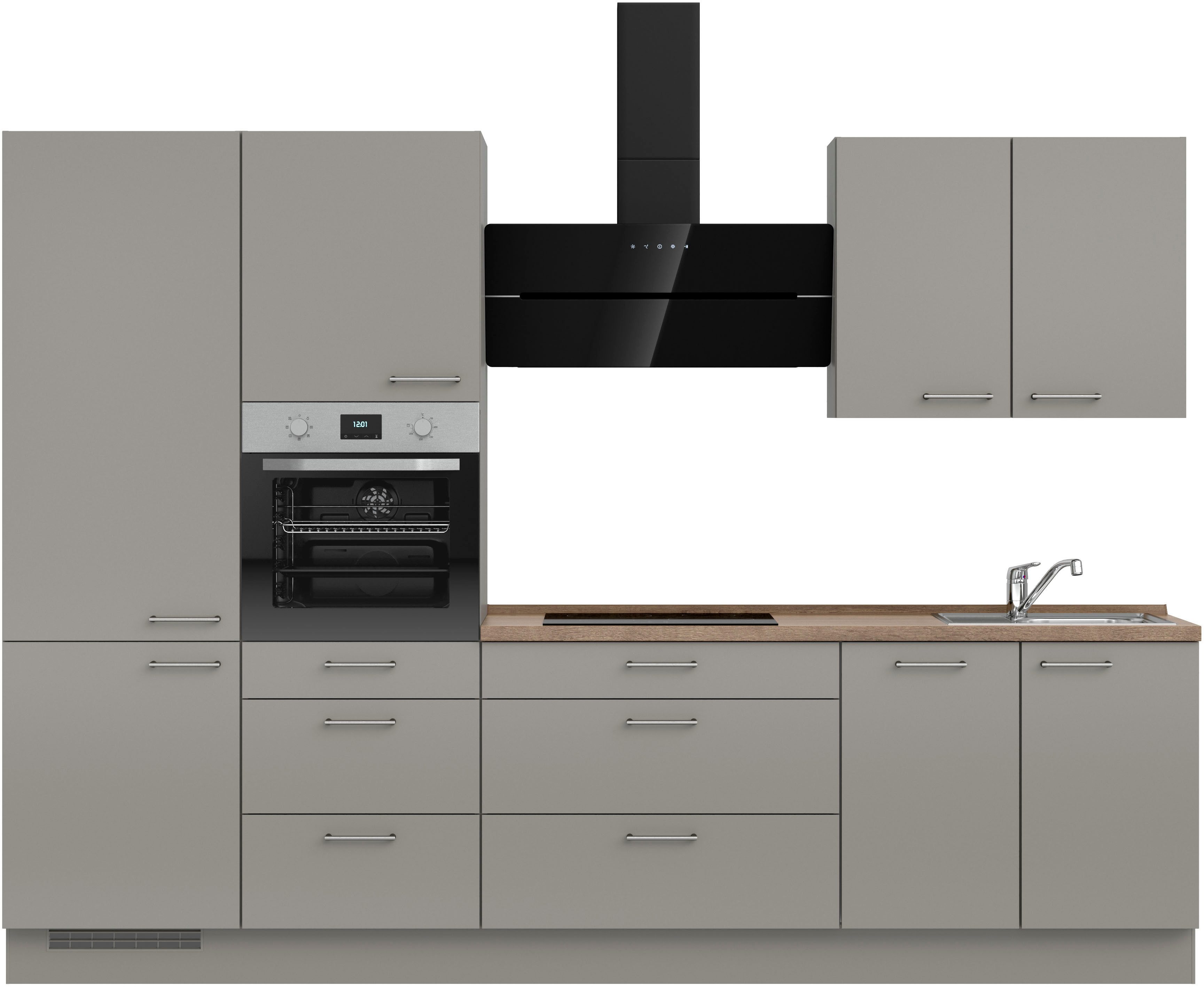 nobilia® Küchenzeile "Laser II", NEU: individuell anpassbar mit gratis Profi-Beratung, vormontiert, 300 cm breit, optional mit verschiedenen E‑Geräte-Sets