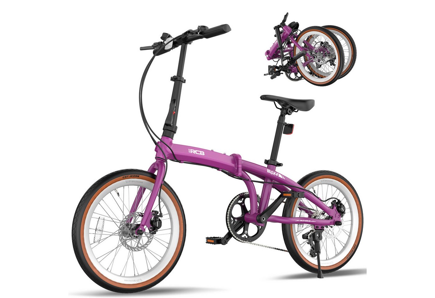 RCB Faltrad GK4 doppelt faltbares Fahrrad,20Zoll Klapprad für Damen&Herren,Pendler