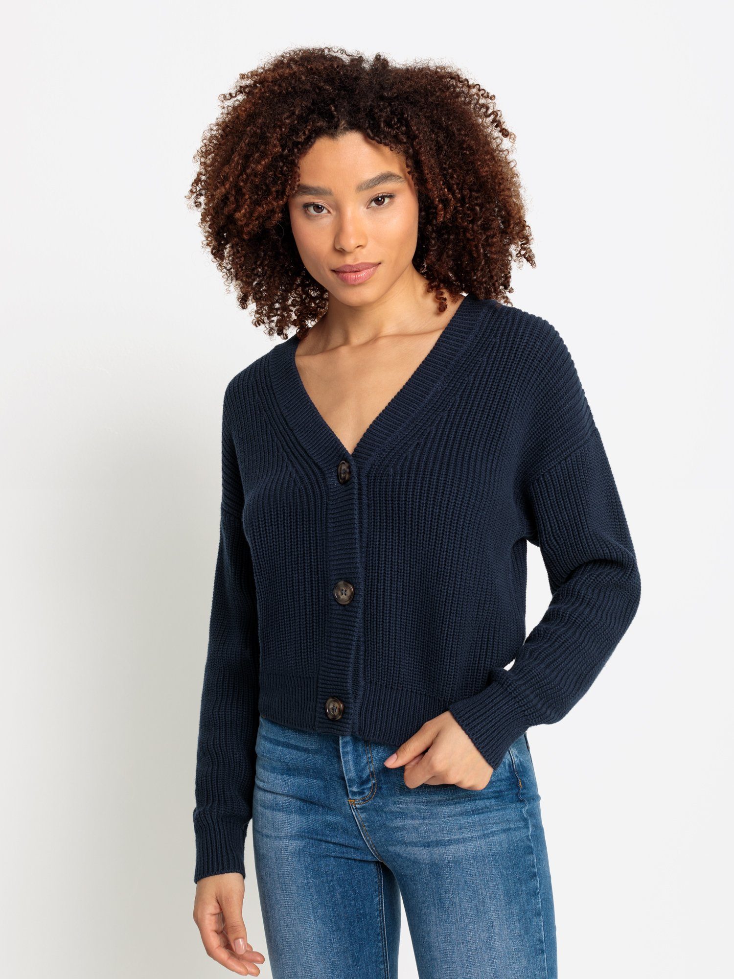 LASCANA Strickjacke mit V-Neck marine