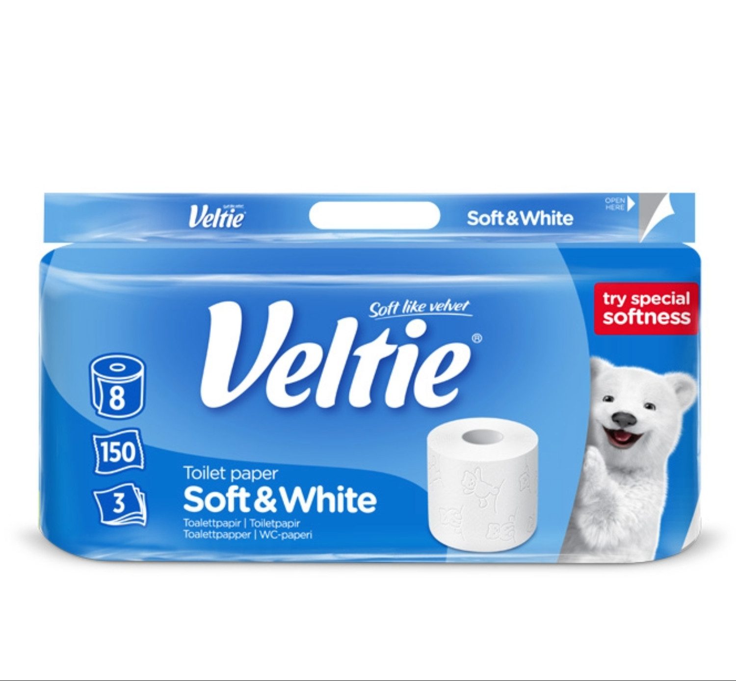 Centi Toilettenpapier Toilettenpapier 8er Pack – 3-lagig – (Spar-Set), 150 Blatt – Weiß