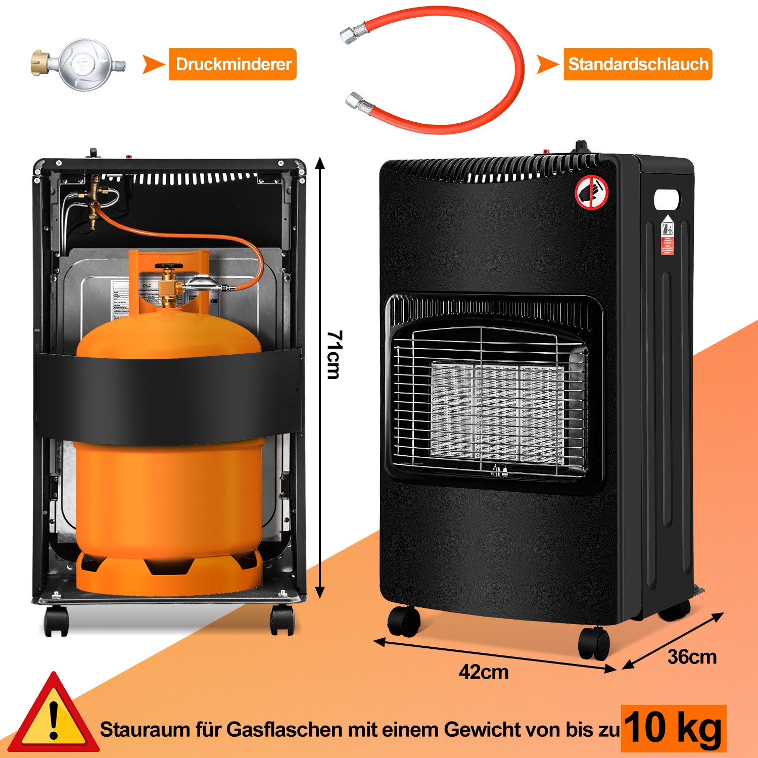 Clanmacy Heizgerät Gasheizung 4200W Keramik Gasheizer günstig online kaufen